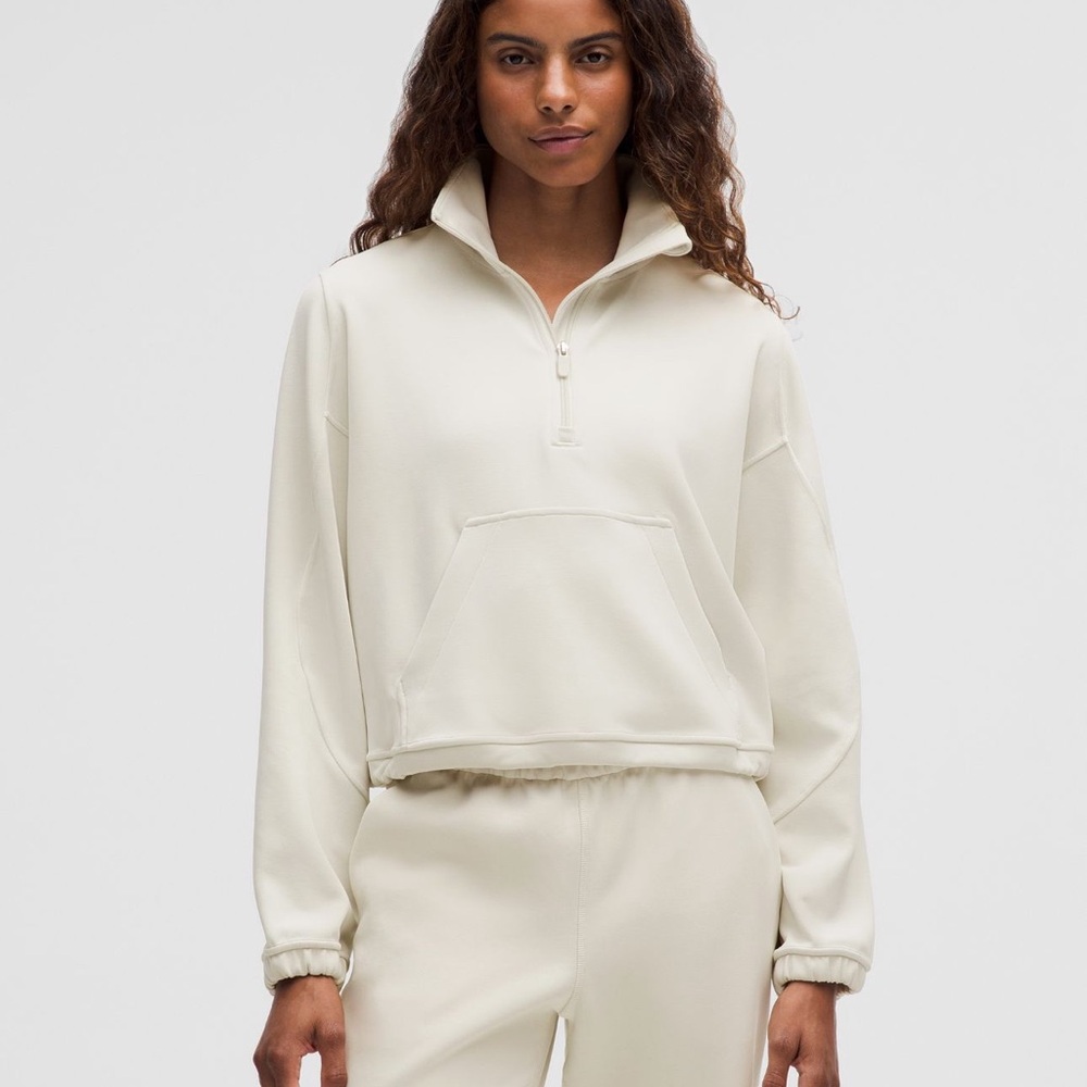 NWT lululemon Brushed SoftStreme Half-zip in Bone size 8